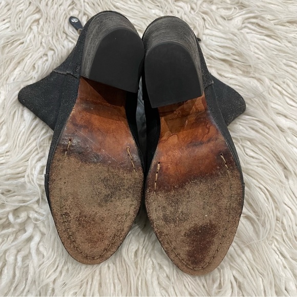 RAG & BONE Black Coated Waxy Newbury Suede Heeled Ankle Boots EUC Size 37.5 - Picture 5 of 7